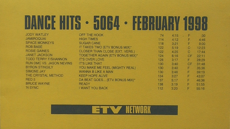VHS ETV Dance Hits 5064 February 1998